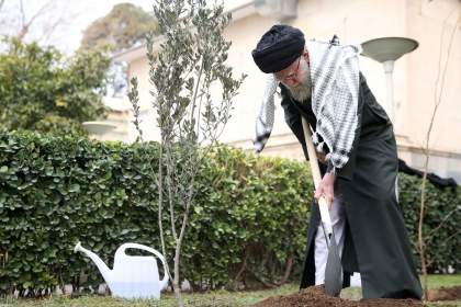 (تصویر) رهبر انقلاب سه اصله نهال کاشتند