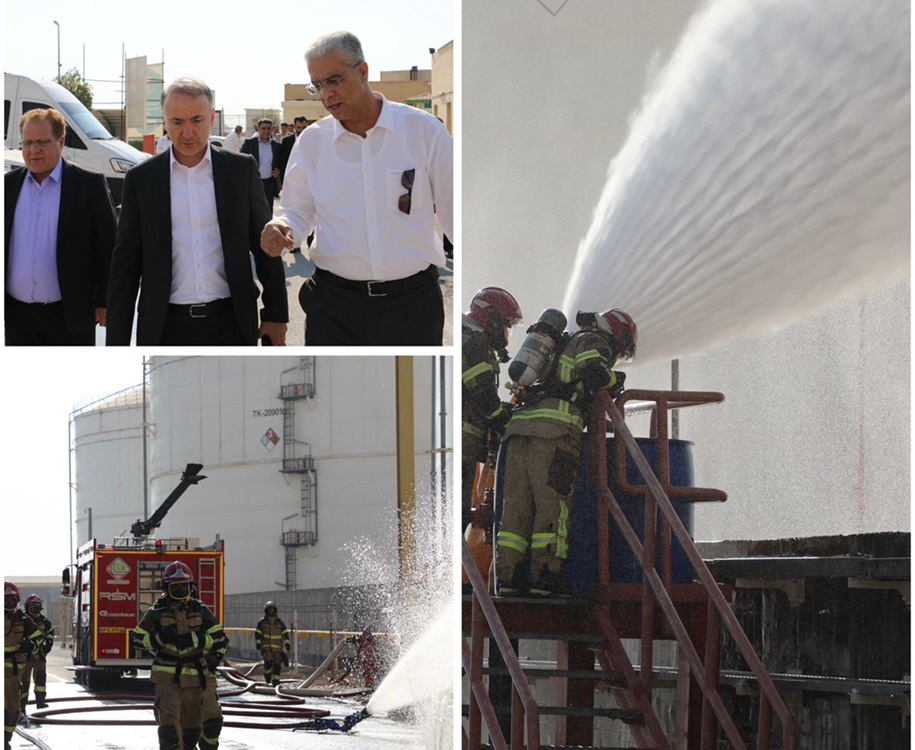 برگزاری مانور جلوگیری از نشت متانول و امداد و نجات مصدوم با حضور مدیر عامل شرکت شستان 